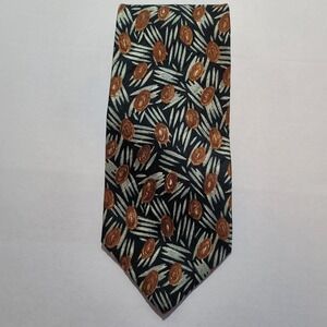 Brittany Bay Men's 100% Polyester Black/Silver/Brown Tie